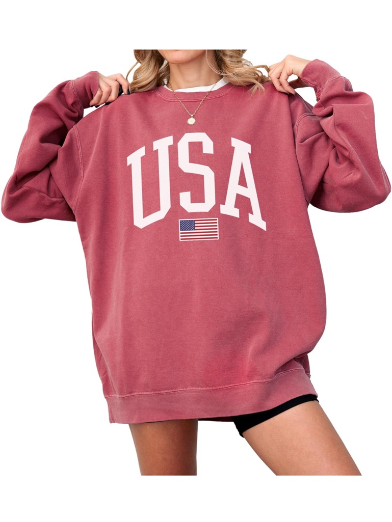 Comfort Colors Usa Graphic Sweatshirt In Dusty Rose